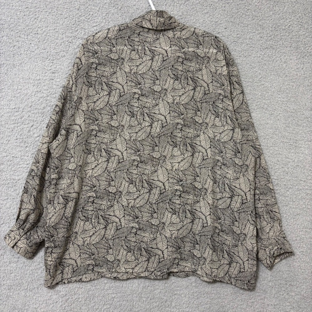 Lightweight Wrap Blouse Flowy Neutral Leaf Print Long Sleeve Work Casual 20W - Picture 8 of 14